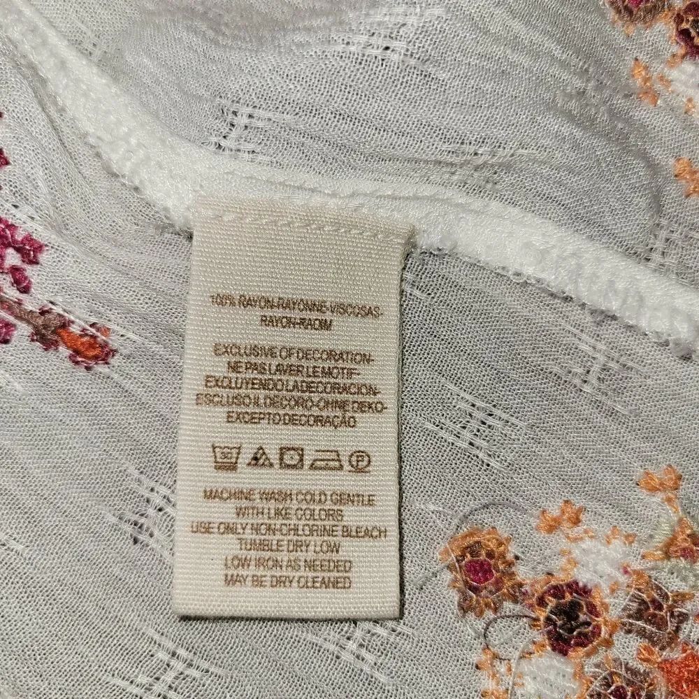 Free People Arianna White Red Embroidered Bohemian Tunic Mini Dress S - Picture 13 of 15